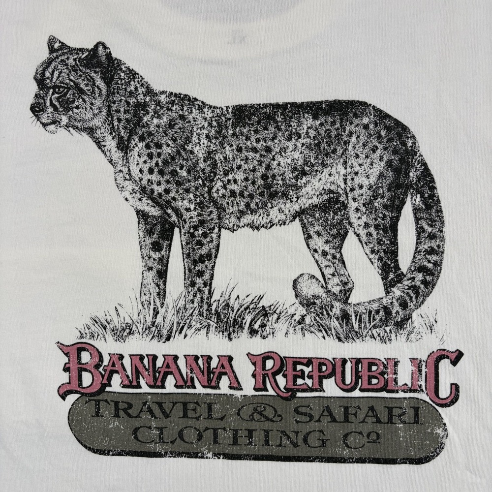 Vintage Banana Republic Travel & Safari Pocket T Shirt Leopard Print Men XL NWT